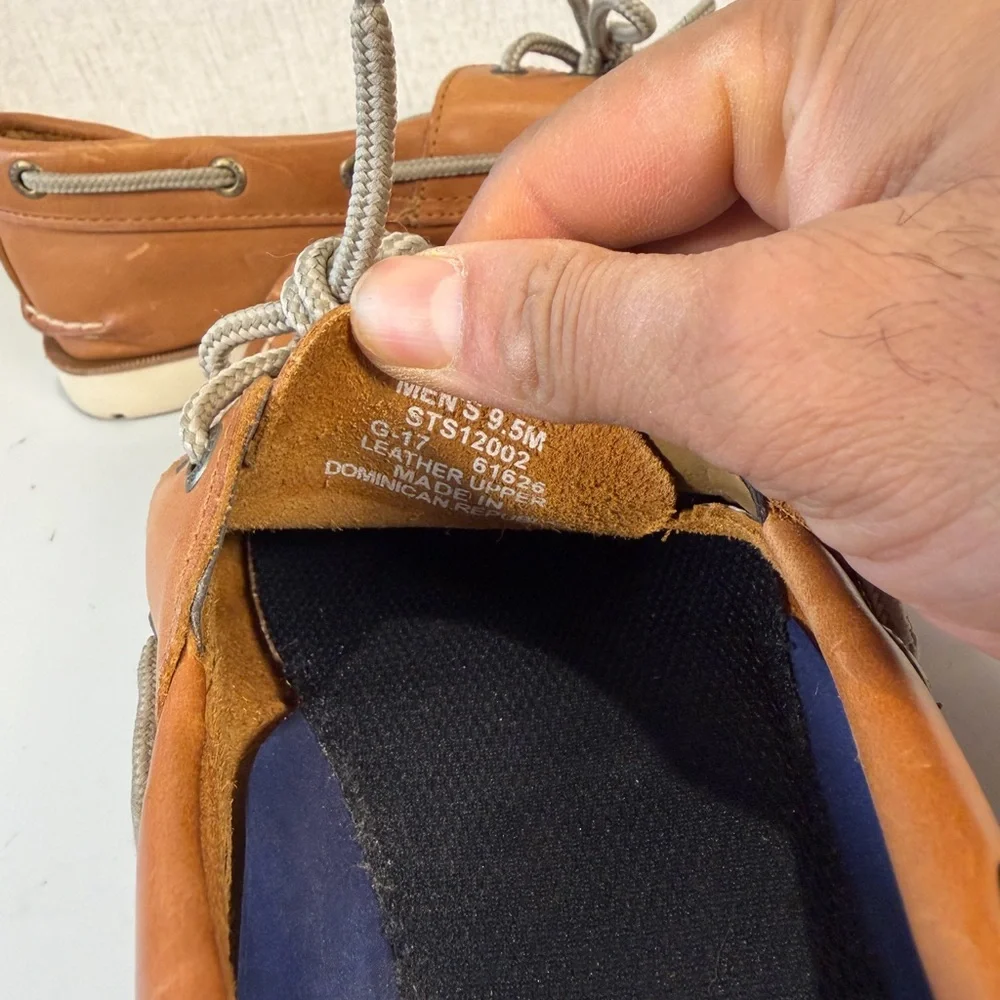 Sperry Top Sider STS12002 Brown Leather Boat‎ Shoes Lace Up Men's Size 9.5M